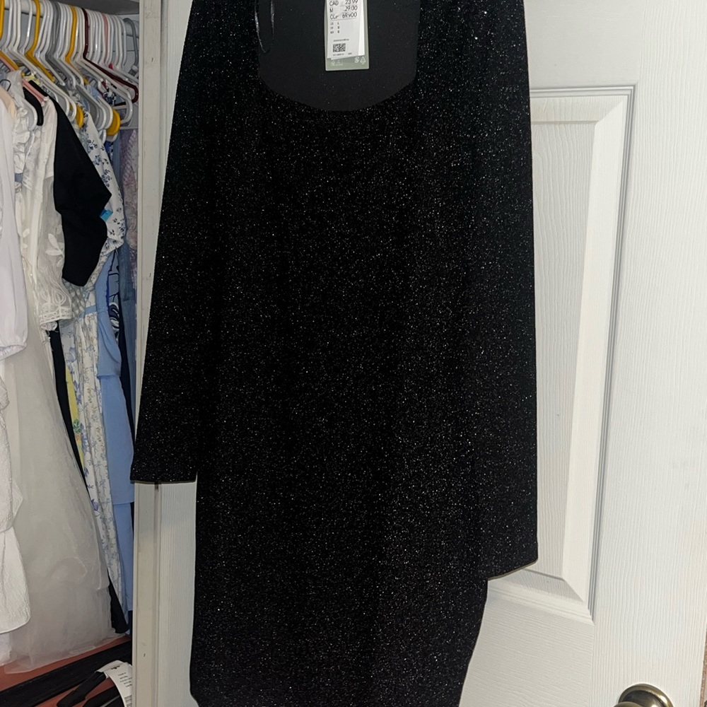H&M Black Glitter Long Sleeve Dress